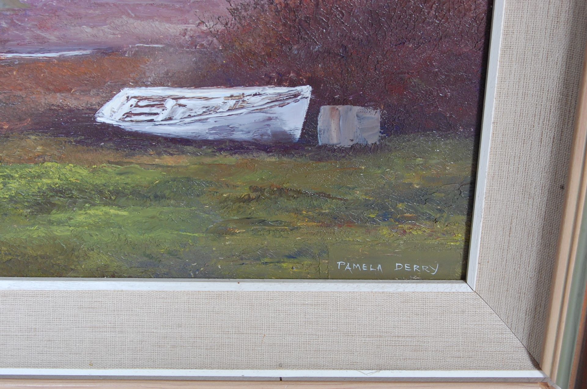 PAMELA DERRY - MID CENTURY OIL ON BOARD PAINTING - Image 7 of 11