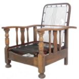 1930'S FOLDING OAK AND METAL FRAMED STEAMER CHAIR