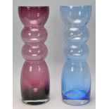 TWO RETRO VINTAGE 20TH CENTURY DARTINGTON GLASS VASES