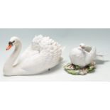 FRANKLIN MINT ROYAL SWAN FIGURINE AND CAPODIMONTE DOVE