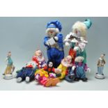 LARGE COLLECTION OF CLOWN FIGURINES WITH PORCELAIN FACES