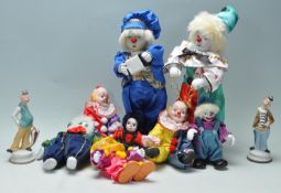 LARGE COLLECTION OF CLOWN FIGURINES WITH PORCELAIN FACES