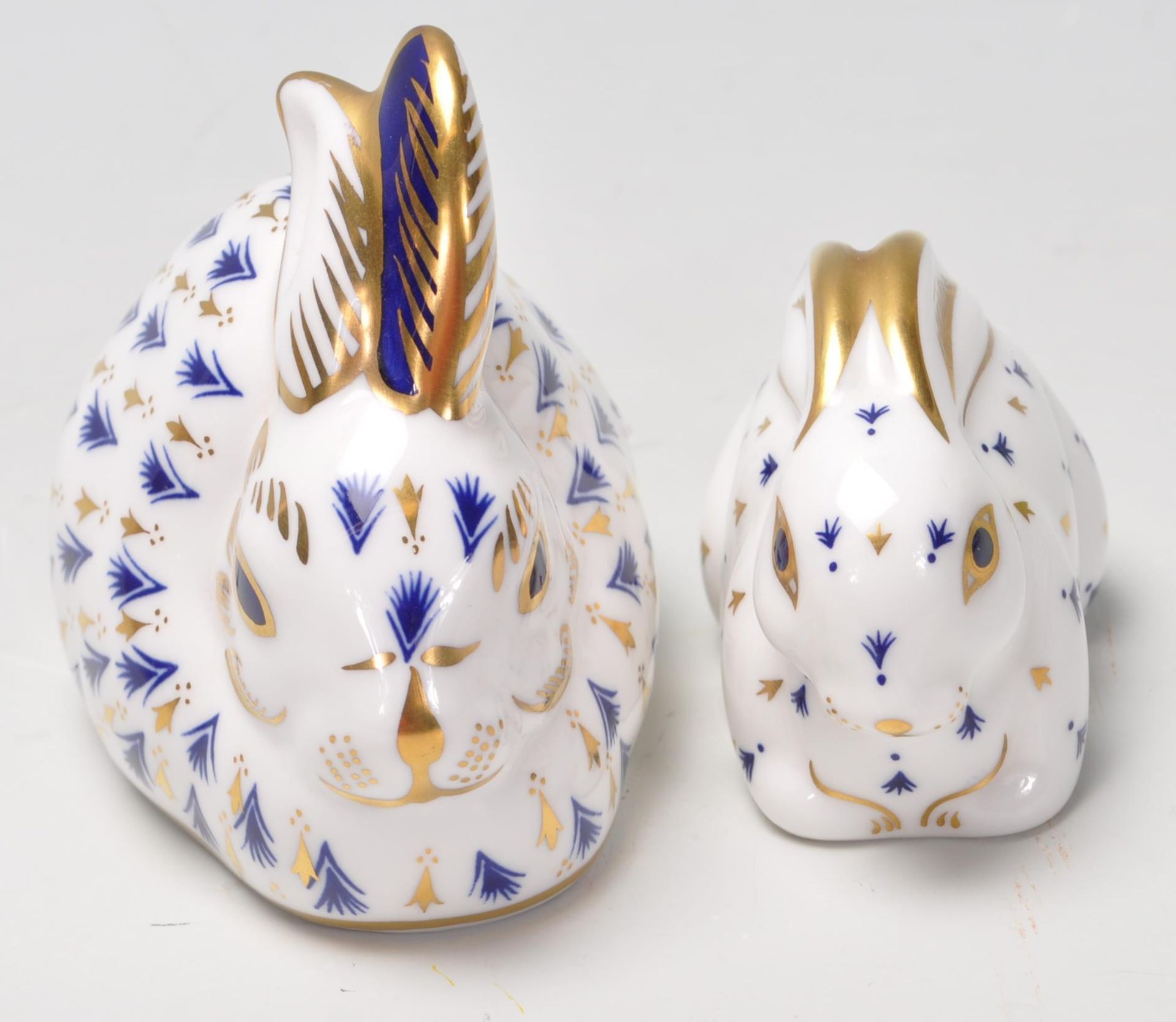 TWO ROYAL CROWN DERBY RABBIT PAPERWEIGHTS WITH GOLD STOPPERS - Image 3 of 7