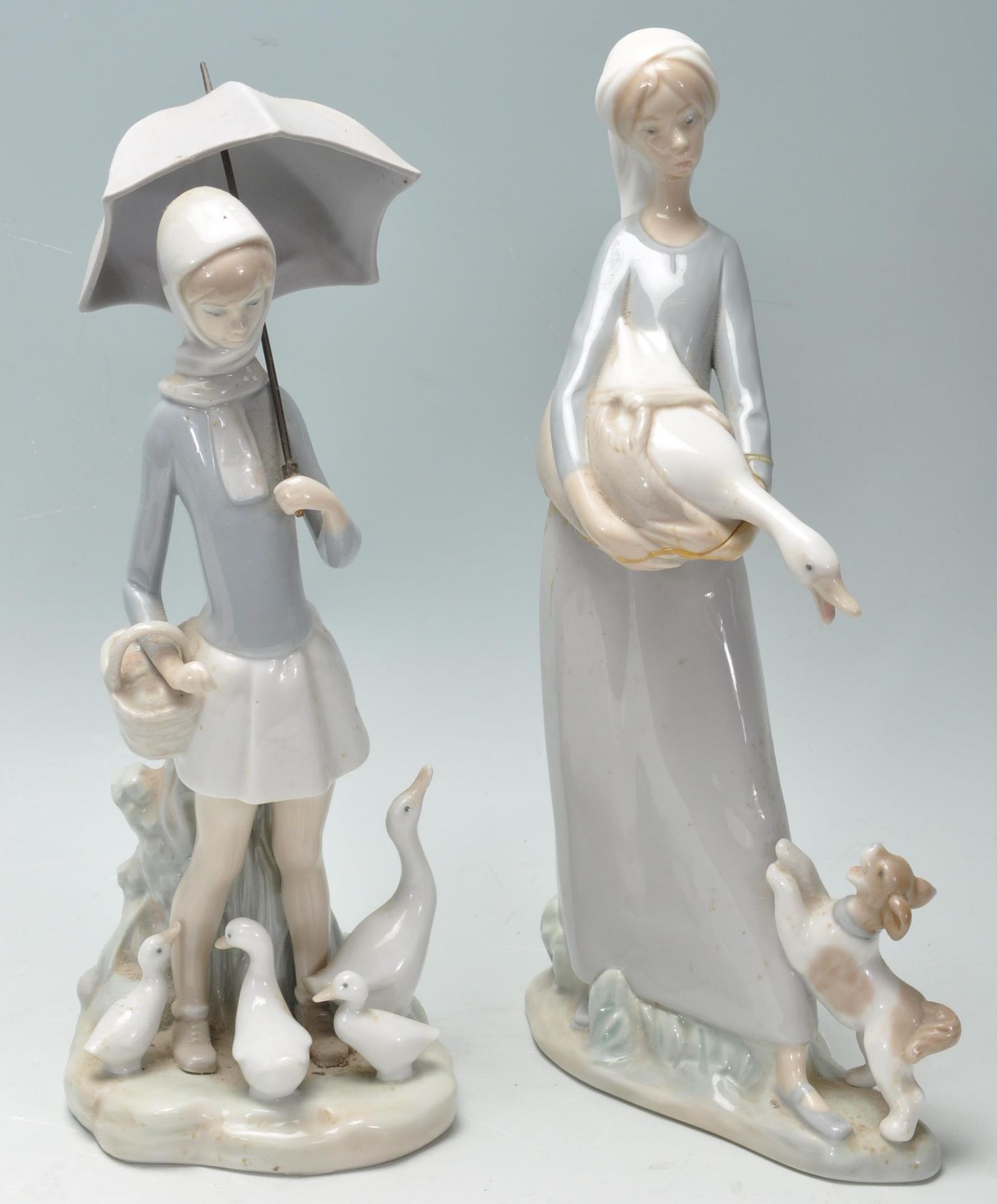 TWO RETRO VINTAGE LLADRO CERAMIC PORCELAIN FIGURINES