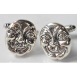 PAIR OF STERLING SILVER MENS CUFFLINKS IN THE FROM OF HUMOTY DUMPTY.