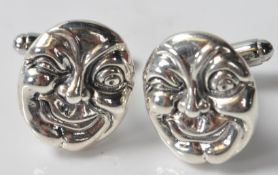 PAIR OF STERLING SILVER MENS CUFFLINKS IN THE FROM OF HUMOTY DUMPTY.