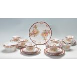 ANTIQUE VICTORIAN 19TH CENTURT 21 PIECE FINE PORCELAIN ROSE PATTERN TEA SET