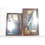 TWO ANTIQUE 19TH CENTURY VICTORIAN MAHOGANY WALL MIRRORS