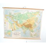 LARGE PHILIPS ROLL UP WALL ATLAS MAP OF ASIA