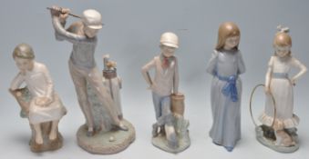 GROUP OF FIVE LLADRO AND NAO CERAMIC FIGURINES