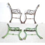 TWO PAIRS OF VICTORIAN INFLUNCE CAST IRON BENCH ENDS