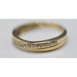 9CT GOLD AND DIAMOND CROSSOVER BAND RING
