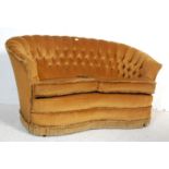 VICTORIAN STYLE YELLOW FABRIC TWO SEATER SOFA SETTEE