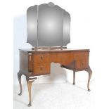 MID CENTURY QUEEN ANNE REVIVAL WALNUT DRESSING TABLE