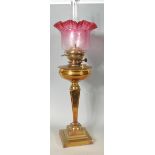 19TH CENTURY VICTORIAN BRASS OIL LAMP