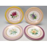 FOUR VICTORIAN ROYAL WORCESTER FLORAL CABINET PLATES