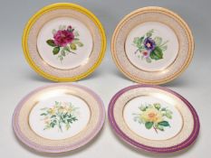 FOUR VICTORIAN ROYAL WORCESTER FLORAL CABINET PLATES