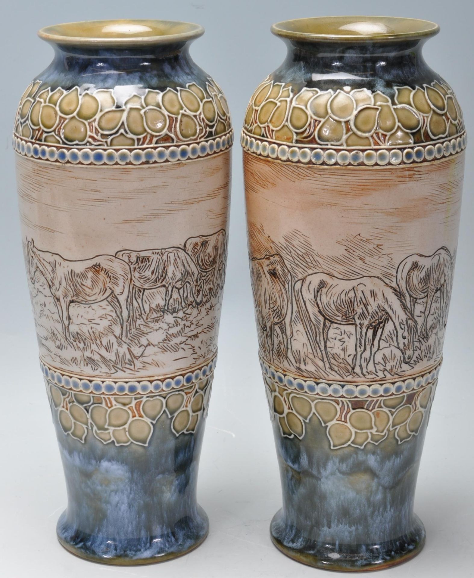 TWO EDWARDIAN ROYAL DOULTON VASES BY HANNAH B. BARLOW - Image 4 of 6