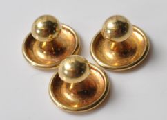 THREE 18CT GOLD COLLAR STUDS