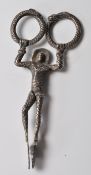 ANTIQUE SILVER CIRCUS PERFORMER NOVELTY SUGAR TONGS