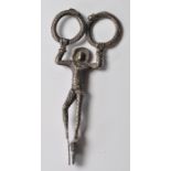 ANTIQUE SILVER CIRCUS PERFORMER NOVELTY SUGAR TONGS