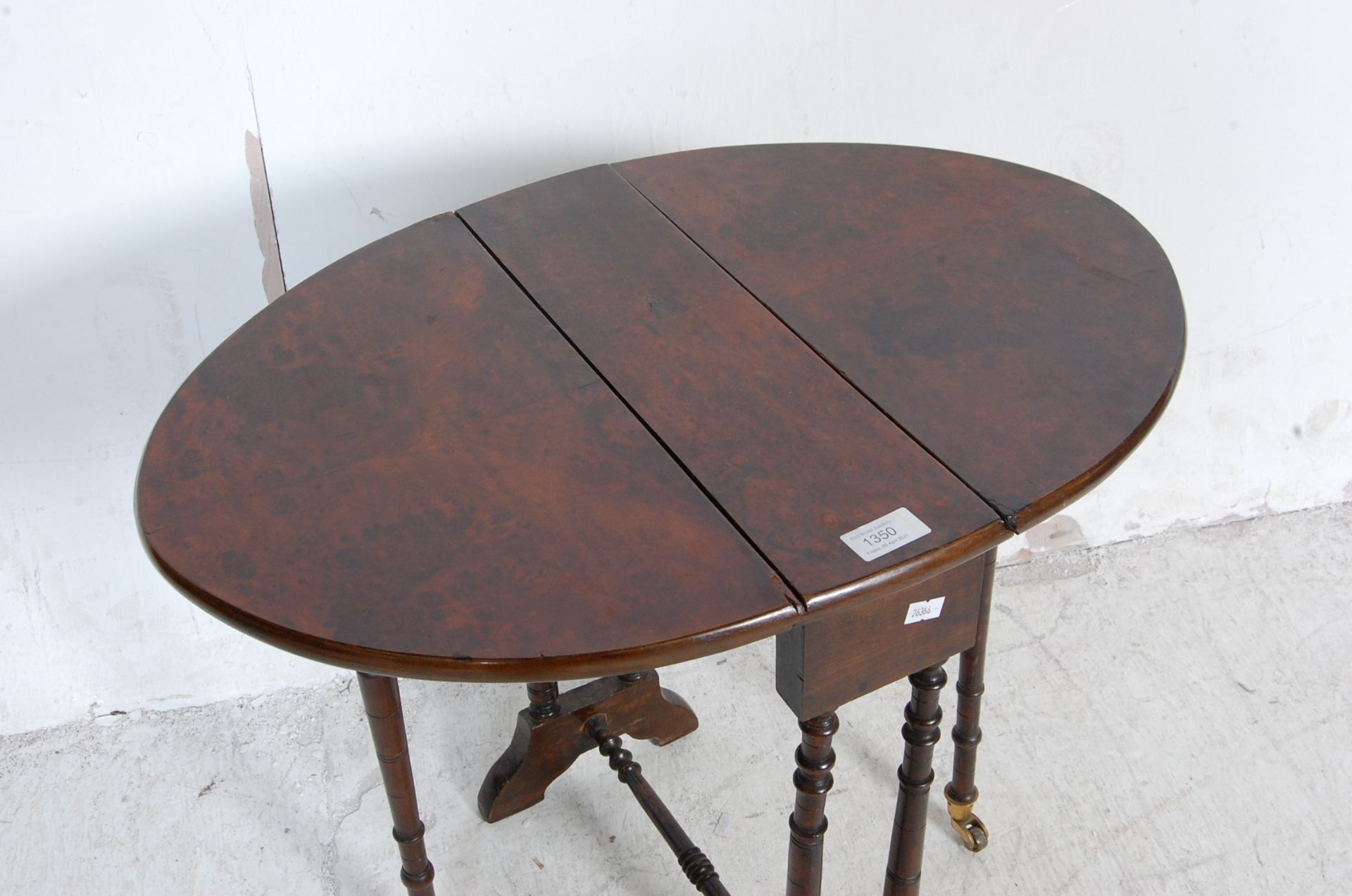 VICTORIAN BURR WALNUT SUTHERLAND OCCASIONAL TABLE - Image 2 of 3