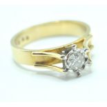 18CT GOLD AND DIAMOND SOLITAIRE RING