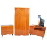 1960'S LIGHT WALNUT THREE PIECE BEDROOM SUITE