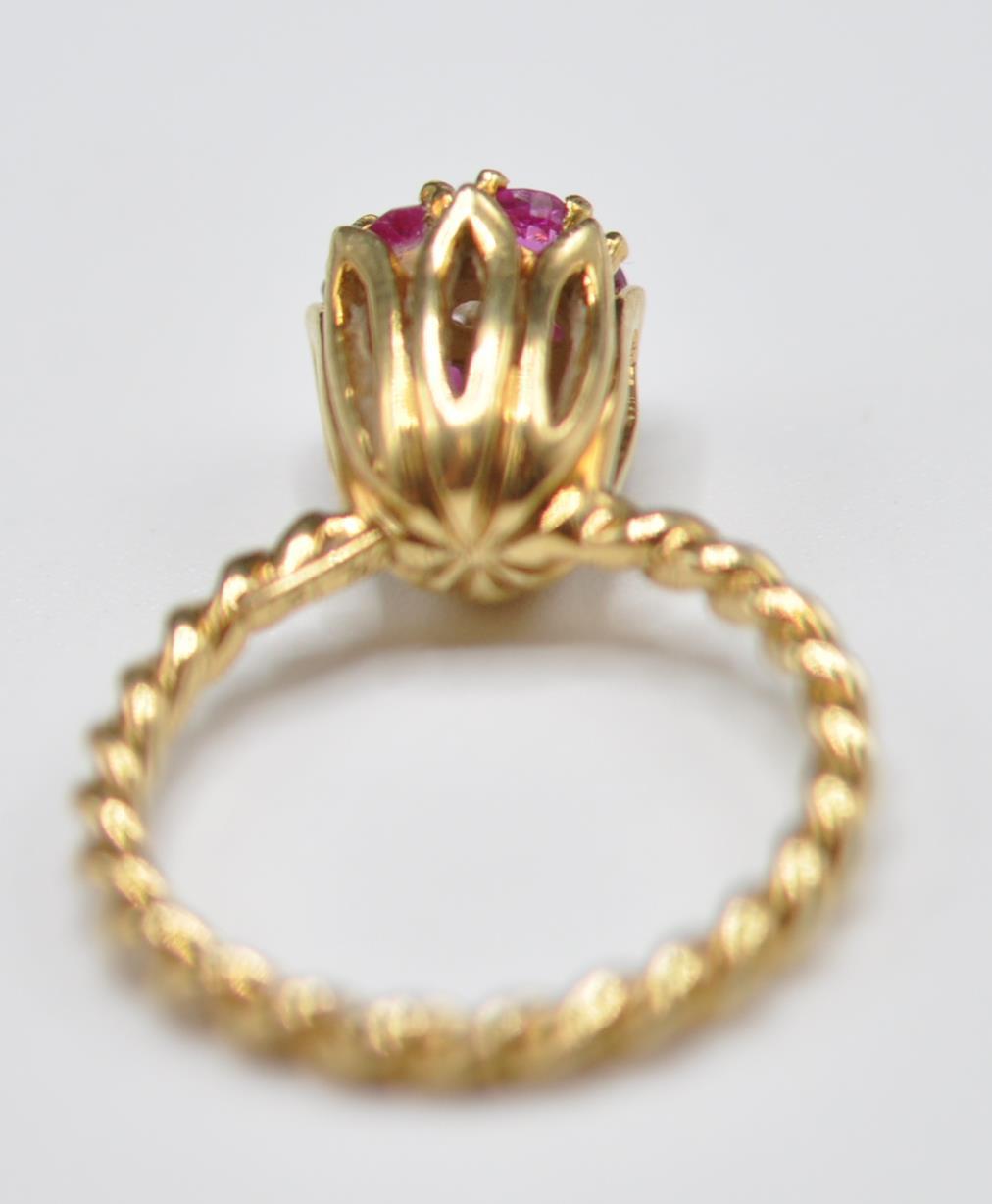 STAMPED 14CT GOLD RING WITH DIAMONDS AND RUBIES - Image 5 of 6
