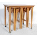 VINTAGE RETRO 20TH CENTURY TEAK WOOD NEST OF TABLES IN THE MANNER OF POUL HUNDEVAD