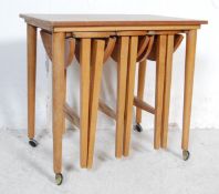 VINTAGE RETRO 20TH CENTURY TEAK WOOD NEST OF TABLES IN THE MANNER OF POUL HUNDEVAD