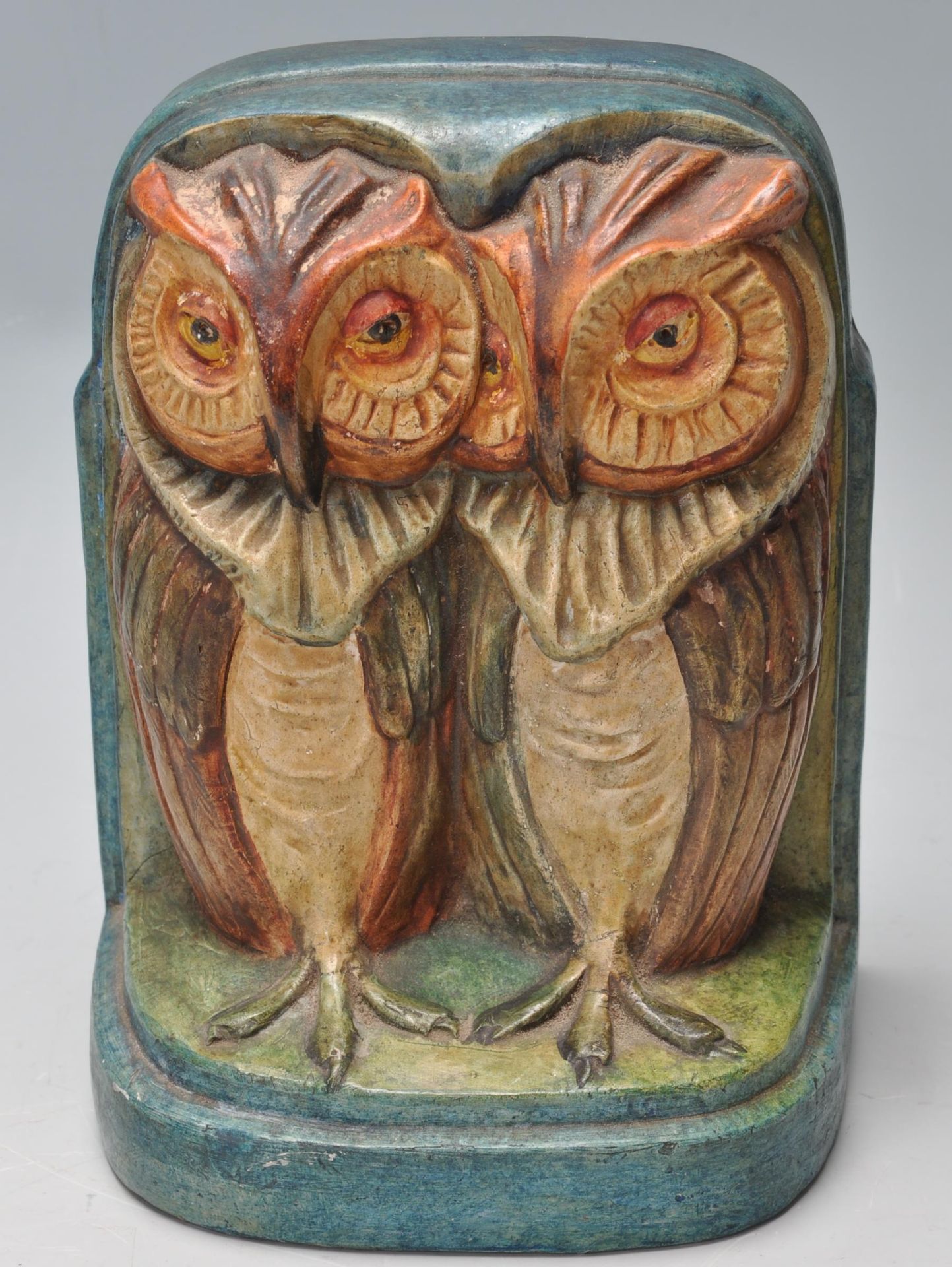 RARE EARLY 20TH CENTURY ARTS AND CRAFTS COMPTON POTTERY OWL BOOKEND