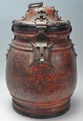 19TH CENTURY PERSIAN WOODEN AND RED PAINTED PRESERVE JAR
