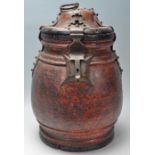 19TH CENTURY PERSIAN WOODEN AND RED PAINTED PRESERVE JAR