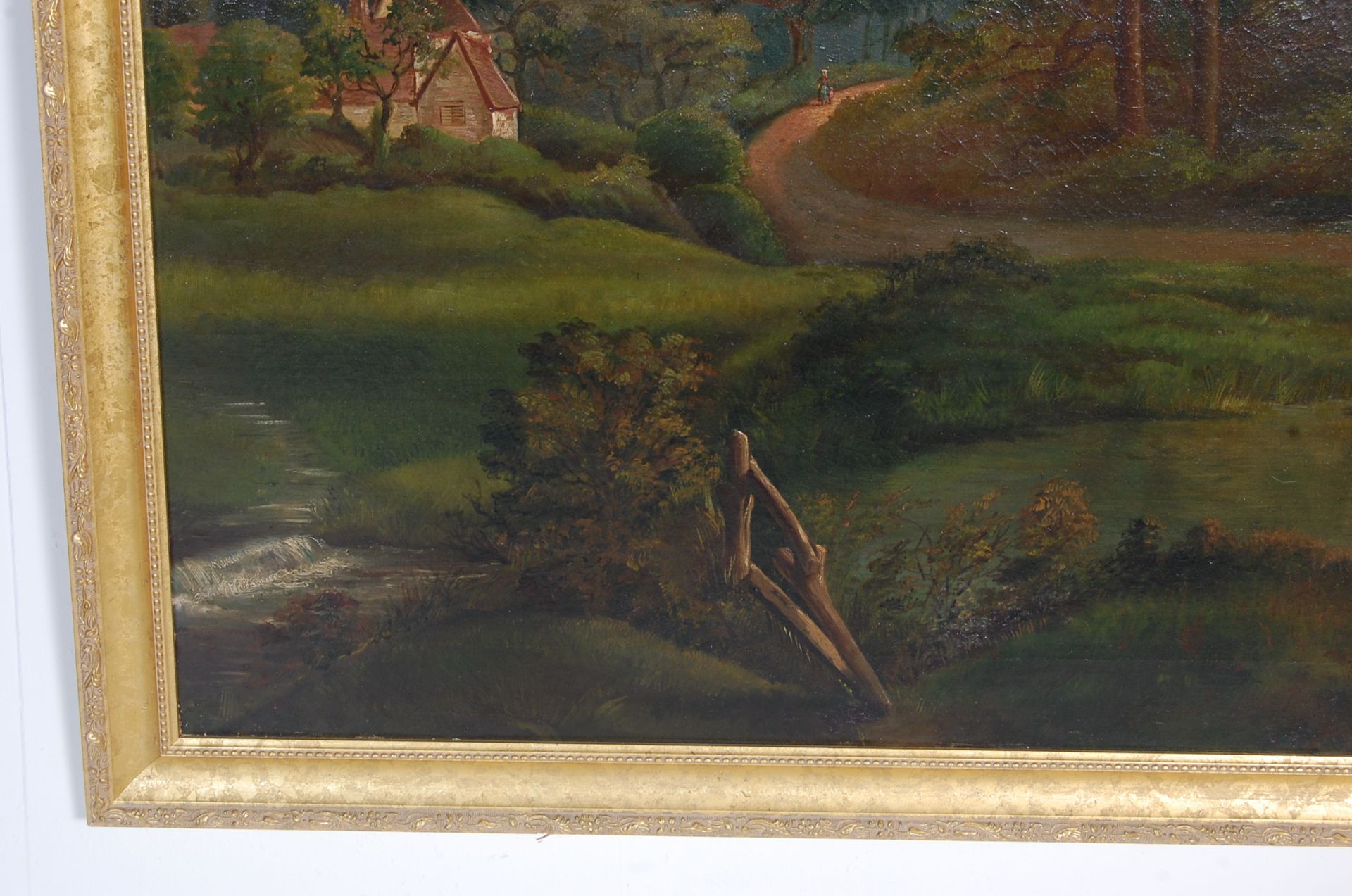 LARBE VICTORIAN GILT FRAMED OIL ON CANVAS OF A RUR - Image 4 of 5