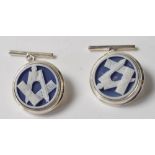 PAIR OF MENS STAMPED 925 SILVER MASONIC CUFFLINKS.