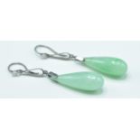 ART DECO GREEN JADE DROP EARRINGS