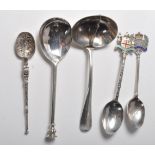 FIVE 20TH CENTURY VARIOUS SILVER HALLMARKED SPOONS