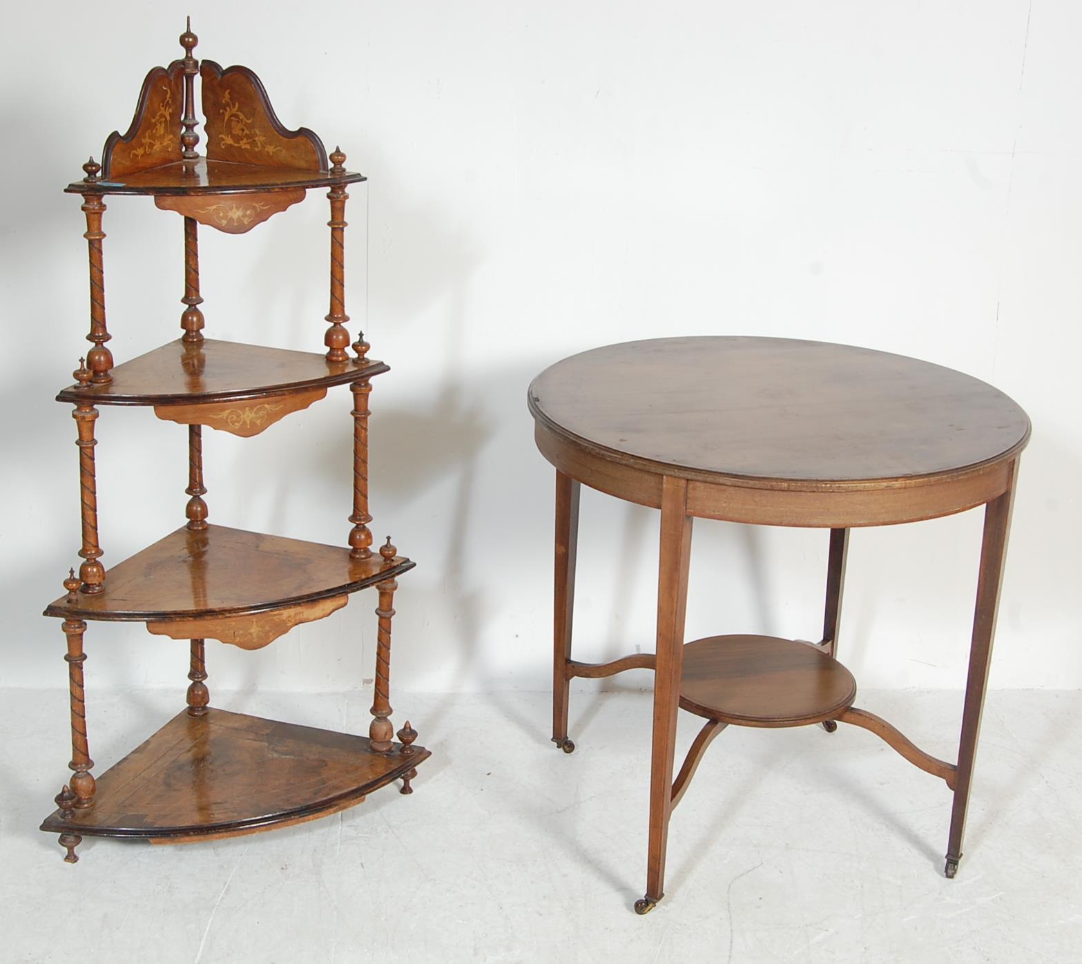 19TH CENTURY VICTORIAN WALNUT ETAGERE AND CENTRE T - Image 2 of 9