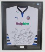 A signed and framed Bath Rugby shirt being well fr