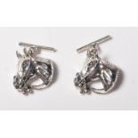 PAIR OF STAMPED STERLING SILVER CUFFLINKS IN THE F