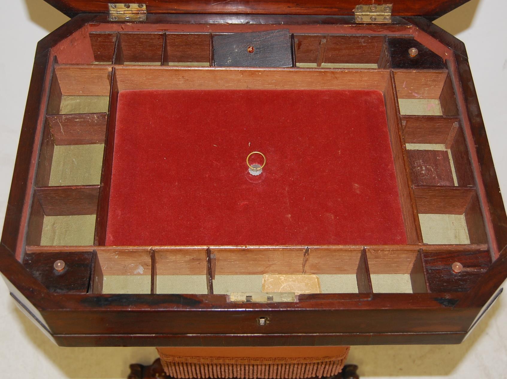 19TH CENTURY VICTORIAN ROSEWOOD WORKBOX - Image 5 of 6