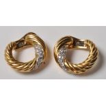PAIR OF VINTAGE FRENCH 18CT GOLD AND DIAMOND EARRI