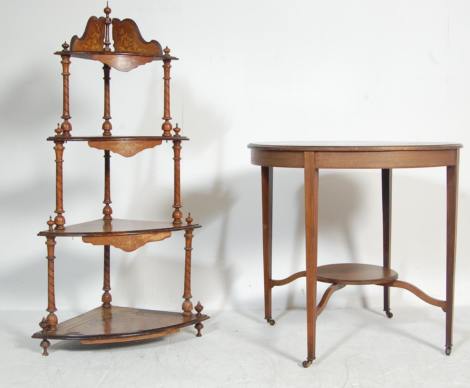 19TH CENTURY VICTORIAN WALNUT ETAGERE AND CENTRE T