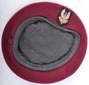 WWII INTEREST - BRITISH ARMY MAROON BERET WITH SAS PATCH