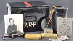 ORIGINAL WWII ARP AIR RAID PRECAUTIONS FIRST AID TIN & CONTENTS