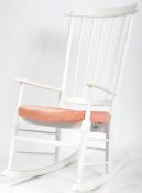 1960'S DANISH BEECH WOOD WHITE PAINTED ROCKING CHAIR