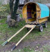 VINTAGE HANDBULT WOODEN HORSE DRAWN GYPSY CARAVAN