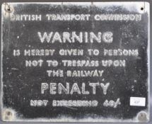VINTAGE 1960'S BRITISH TRANSPORT RAILWAY WARNING SIGN