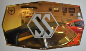 JAGUAR - 1930S ART DECO WALL MIRROR WITH JAGUAR SS NOTATION